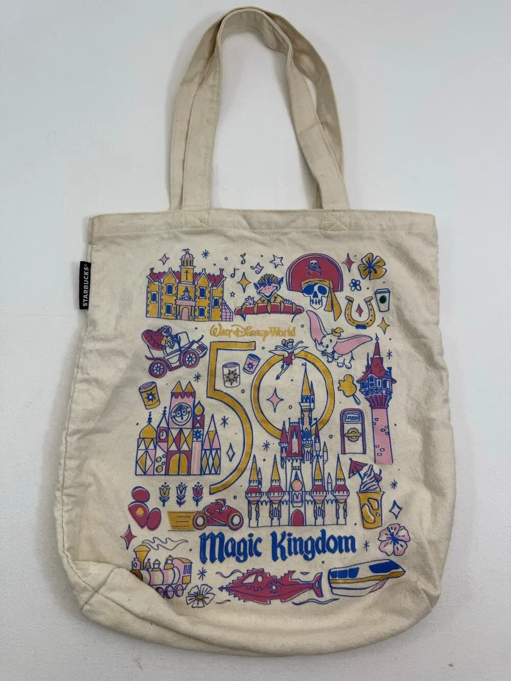 Starbucks x Disney Magic Kingdom 50th Anniversary Canvas Tote Bag